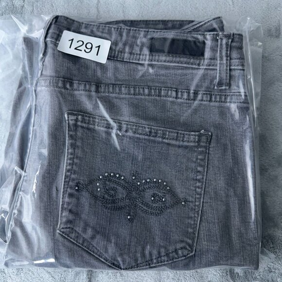 Lee Jeans Womens Size 12S Straight Leg Classic Fit Embroidered Back Pockets Gray - Picture 10 of 10